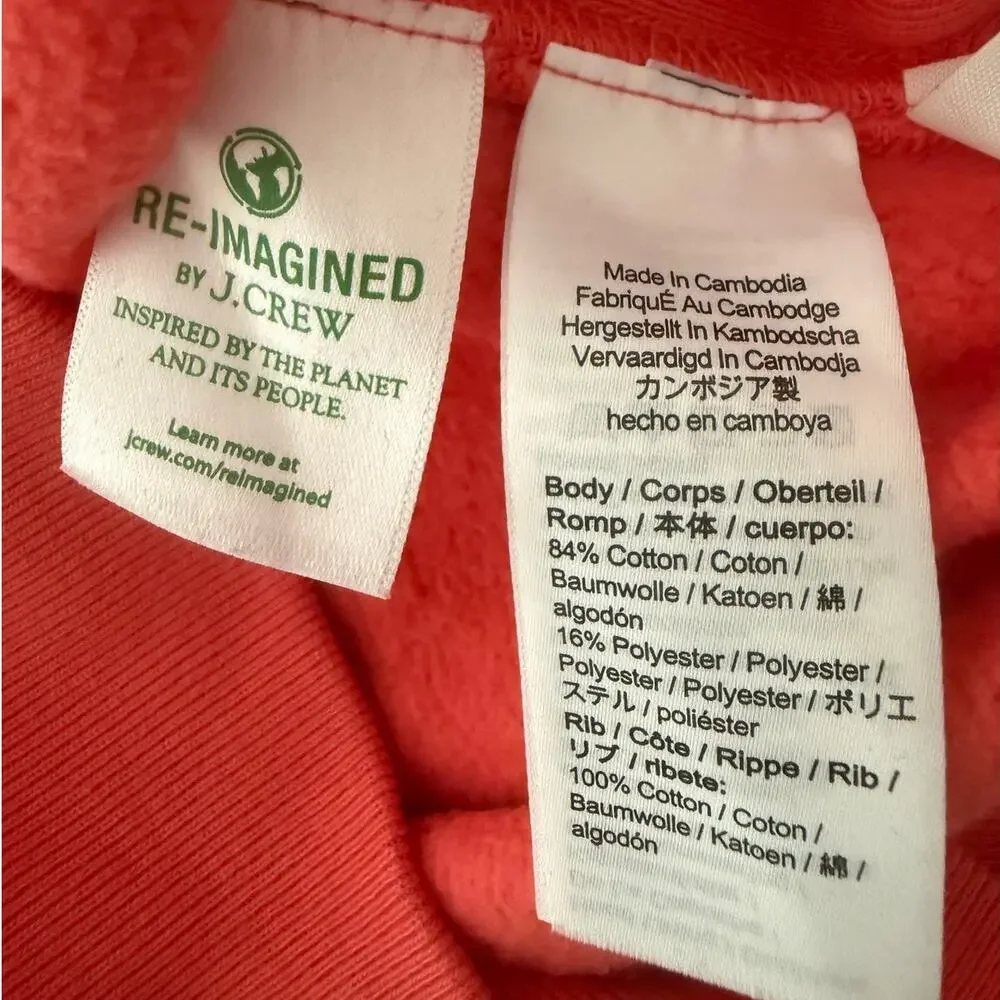 J Crew | redish blood orange re-imagined sportswear hoodie sweatshirt | small